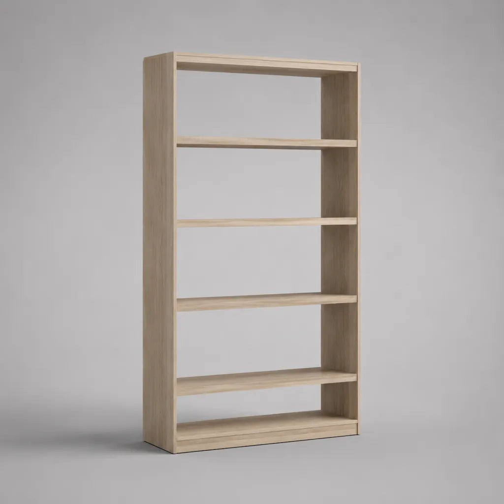 Libreria a giorno in truciolare melaminico rovere chiaro con 5 ripiani, 80 × 24 × 180 cm