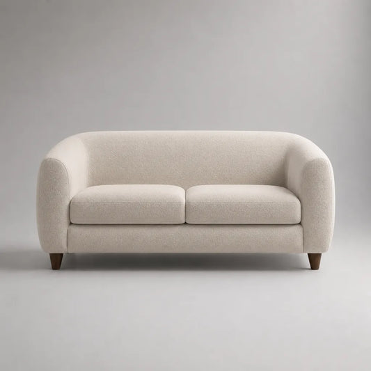 Divano a 2 posti in tessuto bouclé avorio con profilo arrotondato, 160 x 82 x 76 cm