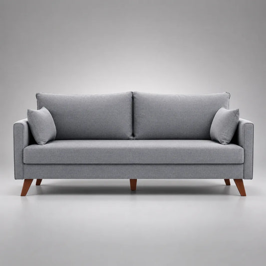 Divano rettangolare a 3 posti in tessuto grigio chiaro, 200 × 84 × 86 cm