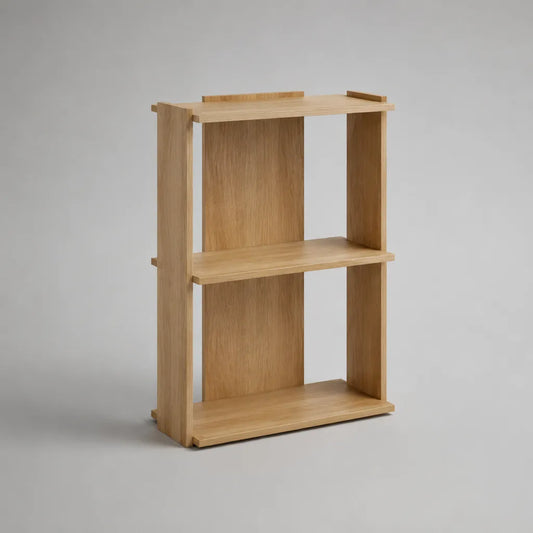 Libreria rettangolare in legno a 3 ripiani, rovere naturale, 80 × 30 × 110 cm